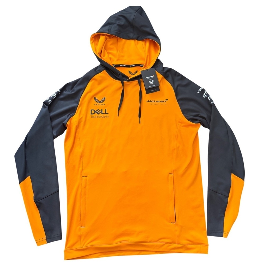 Castore McLaren Formula 1 Team Hoodie Mens Small Orange Grey F1 Racing Pullover